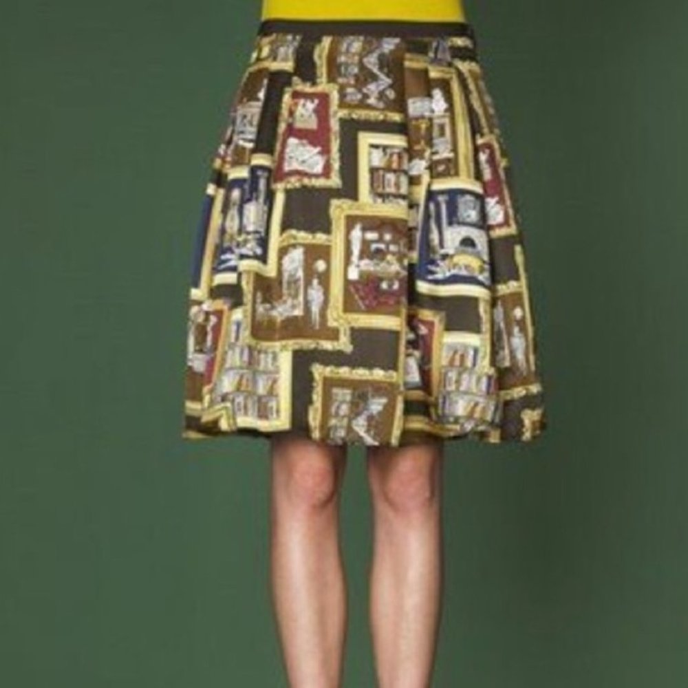 COPY - J. Crew Collection Library Printed Silk Skirt.  10
